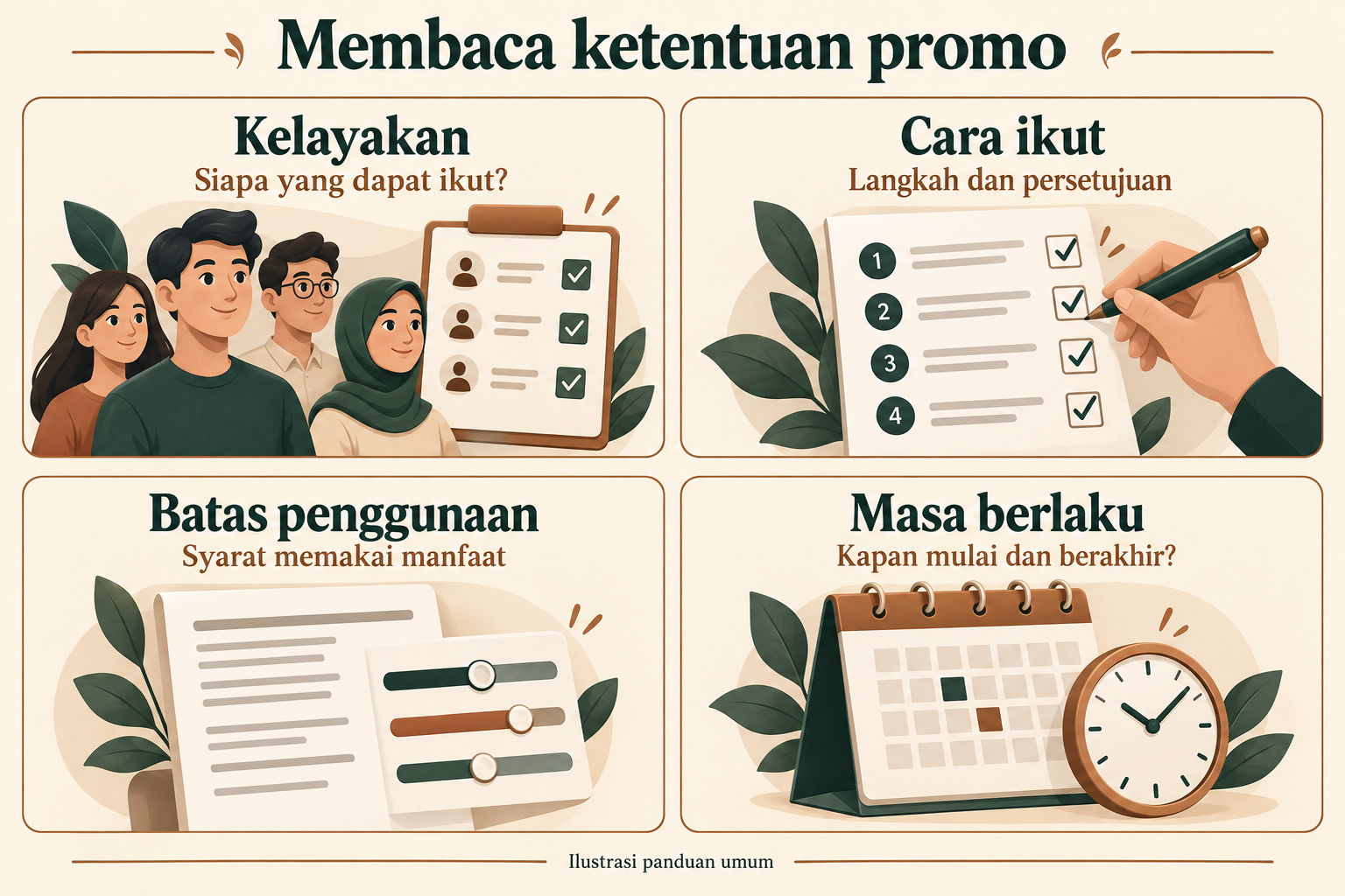 Panduan umum membaca kelayakan, cara ikut, batas penggunaan, dan masa berlaku promo